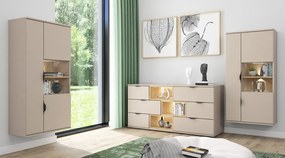 Závesná vitrína Avola, béžová kašmír/dub cremona