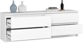 KOMODA Kuba 160 cm - 4 šuplíky - biela