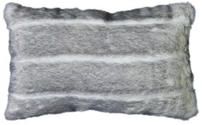 Šedý chlpatý vankúš Tiara s bielymi pruhmi - 30 * 50 * 15cm