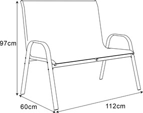 ZÁHRADNÝ JEDÁLENSKÝ SET ILARIO 2 X STOLIČKA + DVOJKRESLO + STÔL + STOLÍK