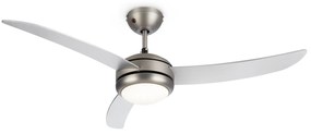 El Paso, stropný ventilátor, 52", závit E27, 3 lopatky, strieborný vzhľad