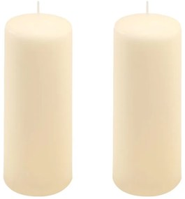 Sada stĺpových sviečok, 20 cm, Ø 7,5 cm, krémová, 2 ks