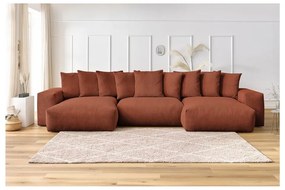 Menčestrová rohová pohovka v tehlovej farbe Voltaire – Bobochic Paris