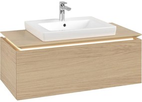 VILLEROY &amp; BOCH Legato závesná skrinka pod umývadlo (umývadlo v strede), 1 zásuvka, s LED osvetlením, 1000 x 500 x 380 mm, Nordic Oak, B680L0VJ