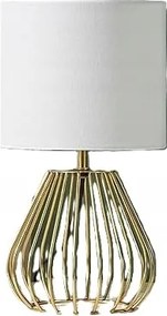 Edishine Nočná lampa s bielym ľanovým tienidlom a kovovou zlatou základňou
