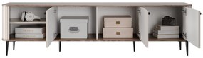 TV stolík Vespera 3D 187 cm - kašmírová / orech / čierne nožičky