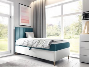 Kontinentálna posteľ Junior Kamire 1, Strana: ľavá, Rozmer postele: 90x200, Dostupné poťahy: ekokoža Soft 017 (biela) + Fresh 34