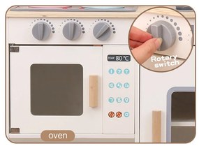 Detská drevená kuchynka s vybavením Montessori Baby Mix biela