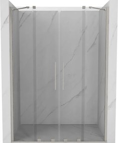 Mexen Velar Duo, posuvné sprchové dvere do otvoru 150 cm, 8mm číre sklo, brúsená oceľ, 871-150-000-02-97