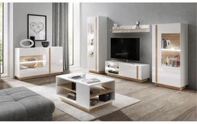 TV stolík/skrinka Cethos Typ 187 (biela + dub grandson). Vlastná spoľahlivá doprava až k Vám domov. 809697
