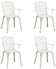 Záhradné stoličky 4 ks odlievaný hliník biele