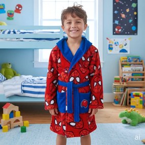 Detský flísový župan s modrou kapucňou Spiderman, EU 104