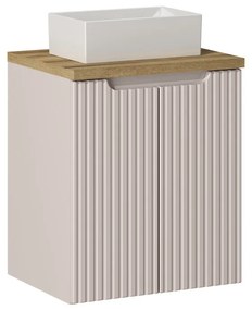 Závesná skrinka Nova Cashmere Gaja I s doskou a umývadlom 50 cm kašmírová/dub evoke