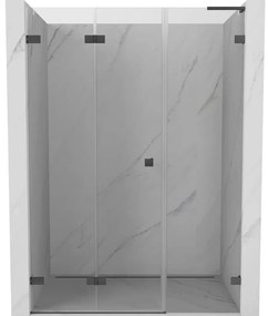 Mexen Lunar-F, L skladacie ľavé sprchové dvere 125 cm, 8mm číre sklo, brúsený grafit profil, 836SL-125-050-66-00-L