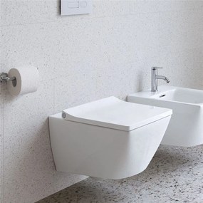 DURAVIT Viu závesné WC Rimless Compact, s hlbokým splachovaním, 370 x 480 mm, biela, s povrchom WonderGliss, 25730900001