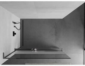 Mexen Kioto+ L, sprchová zástena Walk-In s poličkou a vešiakom 80 x 200 cm, 8mm číre sklo-námraza, grafitový profil, 800-080-123-66-35