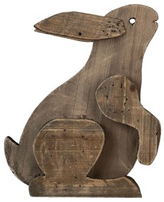 Hnedá drevená dekoratívne soška sediaceho králika - 20 * 12 * 26 cm
