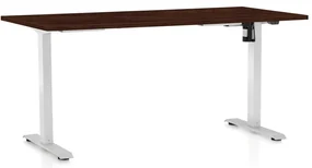 Výškovo nastaviteľný stôl OfficeTech A, 160 x 80 cm, biela podnož, wenge