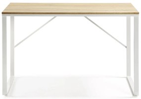 Biely písací stôl s doskou v drevenom dekore Kave Home Lisbet