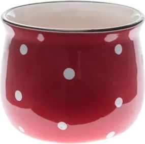 Obal na kvetináč Bodkovaný 9,5 cm, červeno-biely%