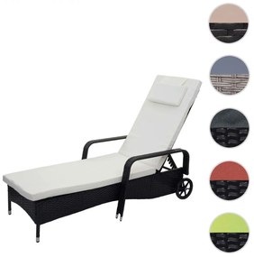 Lehátko Carrara, polyratan / hliník - antracit, béžový vankúš