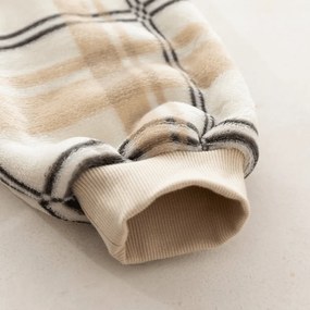 Baránková mikinová deka s rukávmi a kapucňou PLAID, krémová