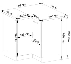 Rohová dolná kuchynská skrinka Ozara S90 90 (biela). Vlastná spoľahlivá doprava až k Vám domov. 1069131