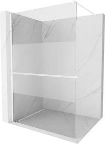 Mexen Kioto+, sprchová zástena Walk-In s poličkou a vešiakom 70 x 200 cm, 8mm číre sklo-námraza, biely profil, 800-070-121-20-35