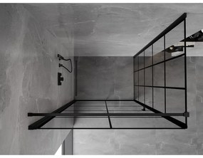 Mexen Mist-B, 1-krídlový výklopný sprchový kút, ľavý, 70 x 90 cm, číre sklo-čierna mriežka, 8A2T-070-090-70-77-L