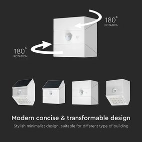 LED nástenné solárne svietidlo so senzorom LED/2,5W/3,7V IP65 1200 mAh biele