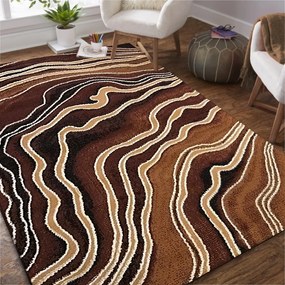 Originálny hnedý vzorovaný koberec do obývačky Šírka: 150 cm | Dĺžka: 210 cm