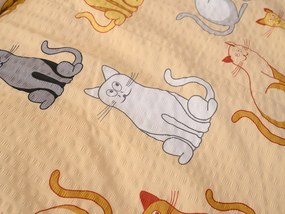 Krepové obliečky CHROMA CATS krémové Rozmer obliečky: 70 x 90 cm | 140 x 200 cm