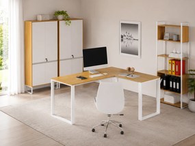 Rohový kancelářský stůl Houseland Nuvia Home 03 160 cm dub/bílý