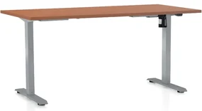 Výškovo nastaviteľný stôl OfficeTech A, 160 x 80 cm, sivá podnož, čerešňa