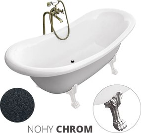 Besco Voľne stojaca vaňa zo sanitárneho kompozitu Amelia Glam G 190x77 bez prepadu BESCO-Typ výpuste: Click-Clack bez prepadu, čierna matná, BESCO-Nô…