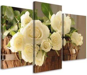 Obraz na plátně třídílný Bílé růže - 150x100 cm
