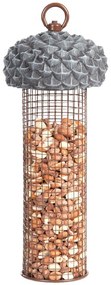 Závesné kŕmidlo pre vtáky Acorn2, 27,5x10 cm, kov/polyesterová živica, sivá