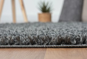 My Flair, Kusový koberec My Shaggy dunkelgrau kruh, 100x100 (priemer) kruh, šedá, chodba / predsieň