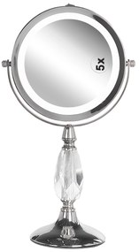 Kozmetické LED zrkadlo ø 18 cm strieborné MAURY Beliani