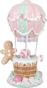 Vianočné dekorácie teplovzdušný balón s perníčkom Pastel Christmas Chic - 18*14*31 cm