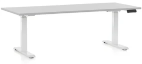 Výškovo nastaviteľný stôl OfficeTech C, 180 x 80 cm, biela podnož, svetlo sivá