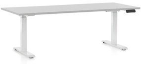 Výškovo nastaviteľný stôl OfficeTech C, 180 x 80 cm, biela podnož, svetlo sivá