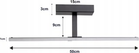 BERGE Nástenné svietidlo LED do kúpeľne - 50 cm - 12 W čierne