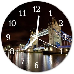 Sklenené hodiny okrúhle Most londýn fi 30 cm