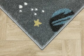 Metrážny koberec Lima C276A rakety / vesmír, sivý / krémový