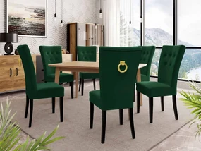Rozkladací stôl 140x80 so 6 stoličkami ST67, Farby: natura, Farby: čierny, Farby: zlatý, Potah: Magic Velvet 2225