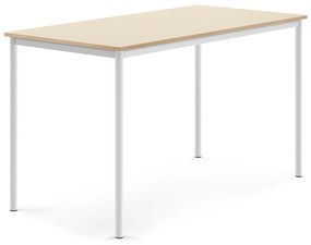 Stôl SONITUS, 1600x800x900 mm, HPL - breza, biela