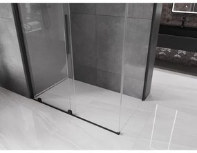 Mexen Velar, sprchový kút s posuvnými dverami 160(dvere) x 80(stena) cm, 8mm číre sklo, čierna matná, 871-160-080-01-70