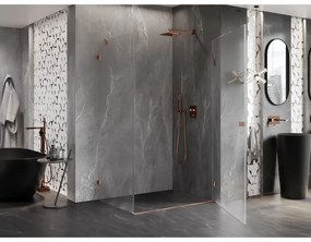 Mexen Lunar-B, pravostranný výklopný sprchový kút 75 x 70 cm, 8mm číre sklo, profil medená matná, 832-075-070-65-00-P