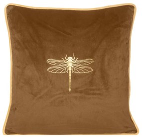 Dekorstudio Medovozlatá obliečka na vankúš s potlačou vážky